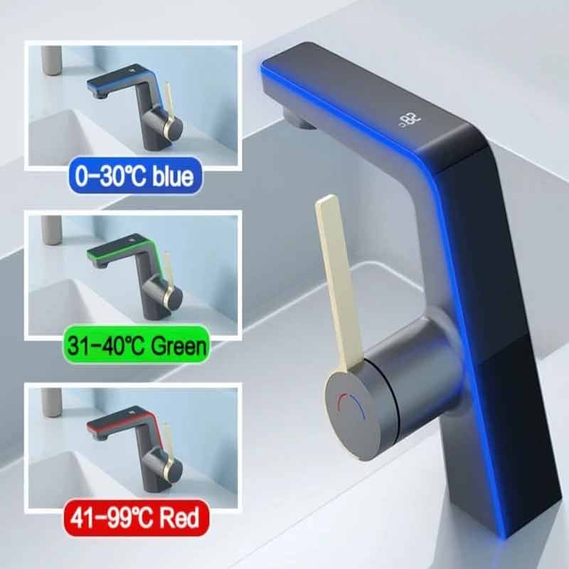 LED Temperature Display Bathroom Faucet 