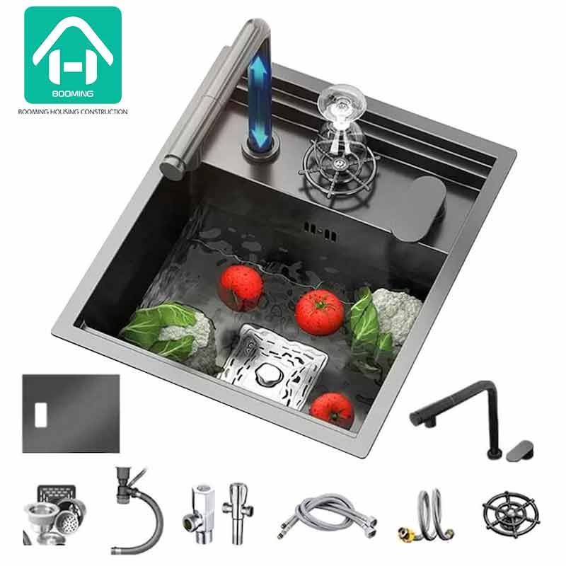 Invisible Kitchen Sink Wash Basin​ with Pull-out Faucet Mini Small Bar Sink