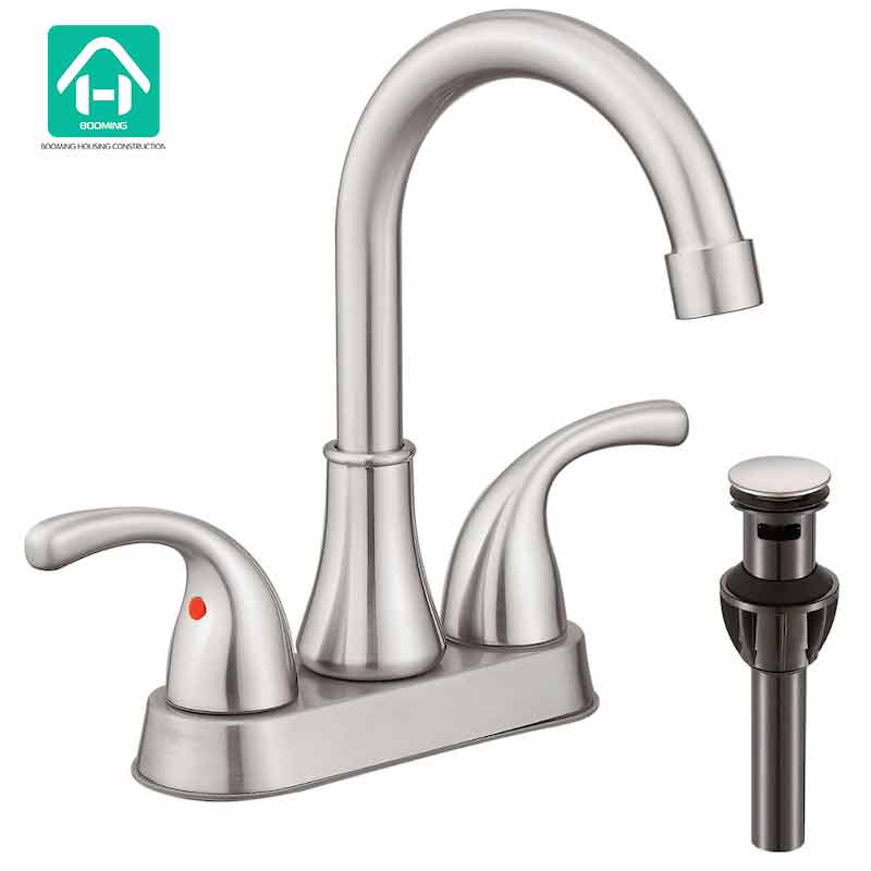 Brushed Nickel 4-Inch Centerset Bathroom Faucet 