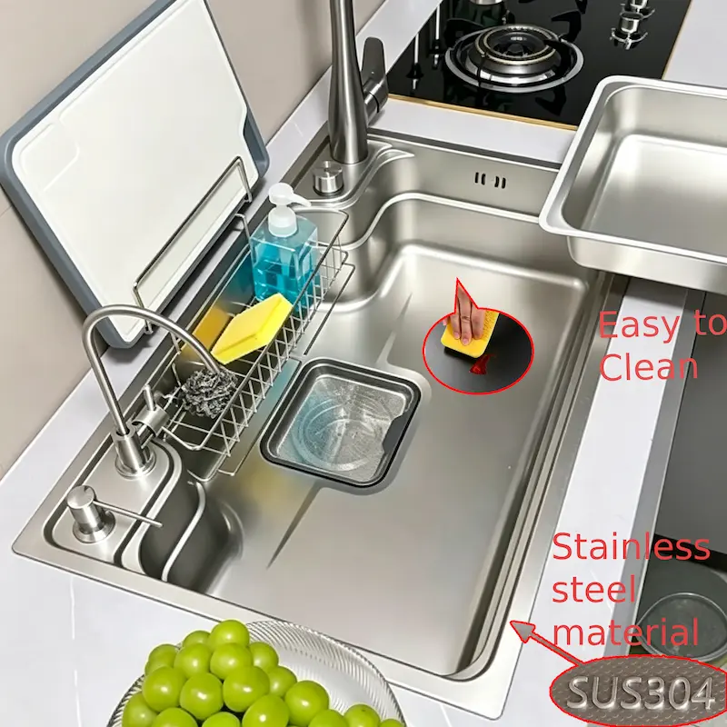 Sliding inner basin Kitchen sink