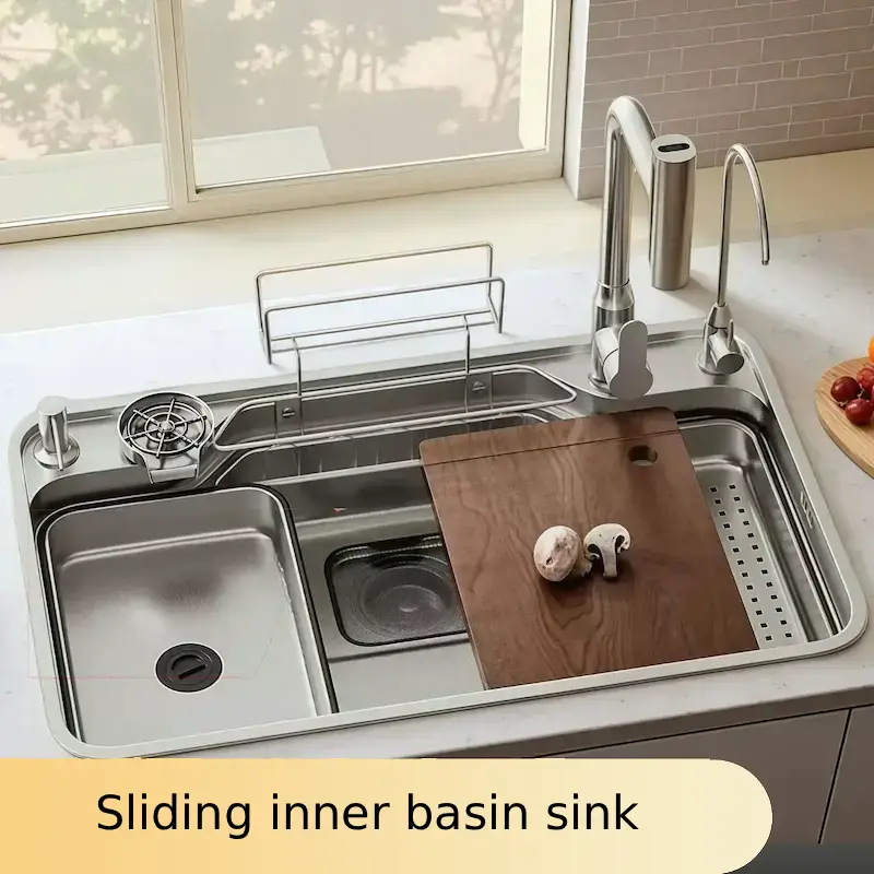 Sliding inner basin Kitchen sink